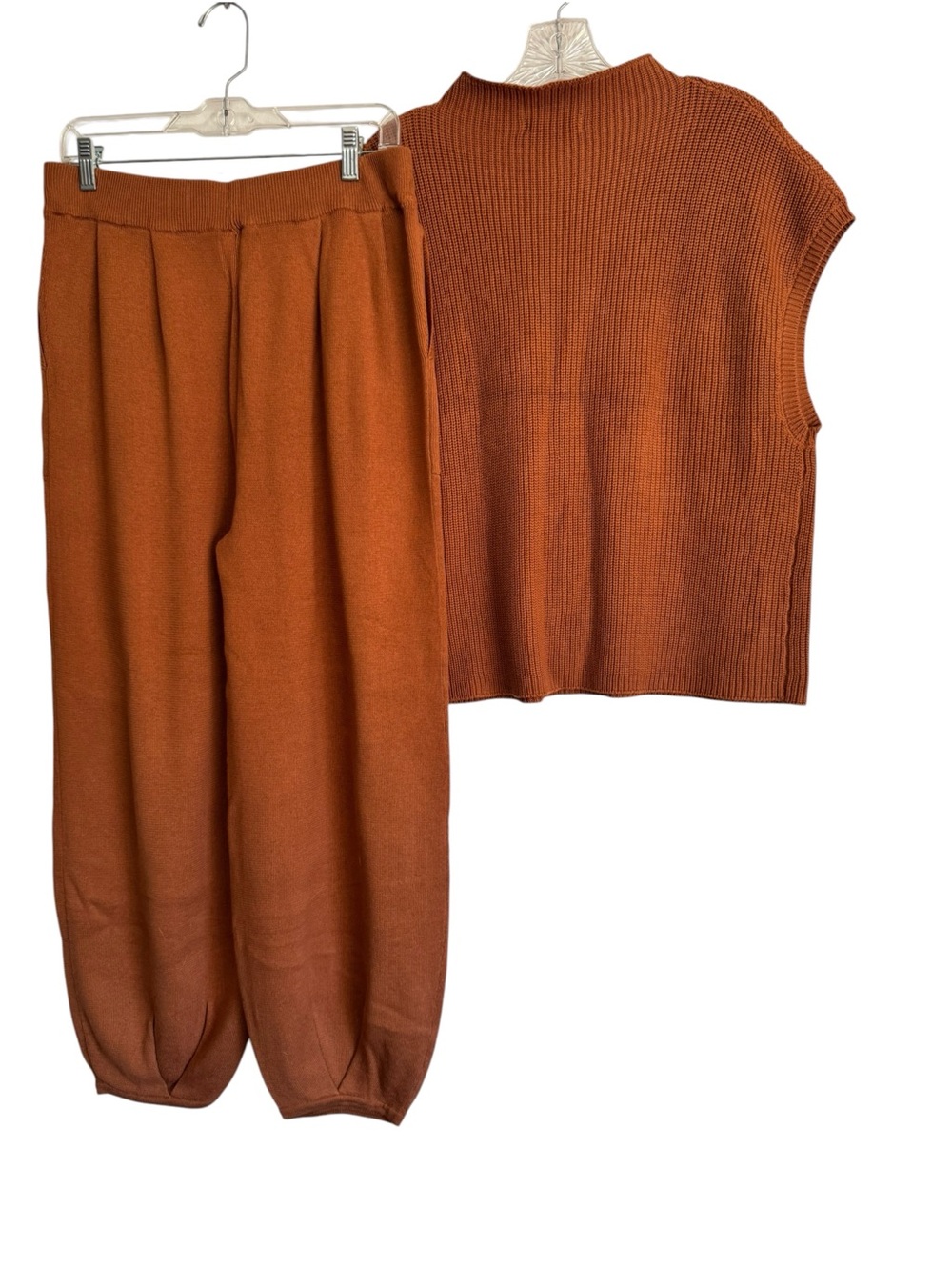 Pretty Garden Chic 100% Cotton Mock Neck Sweater & Jogger Matching Set Large NEW - Picture 2 of 12